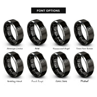 font options for inside engraving on black & grey lieutenant bar rings