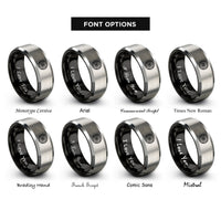 font options for inside engraving on black & silver life circle rings