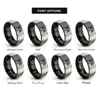 font options for inside engraving on black & gray life circle rings