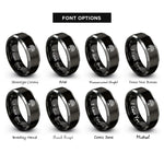 font options for inside engraving on black & silver life circle rings
