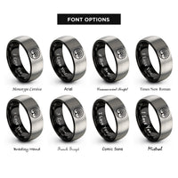 font options for inside engraving on black & grey life circle rings