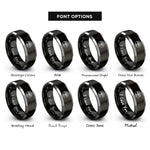 font options for inside engraving on black & silver life circle rings