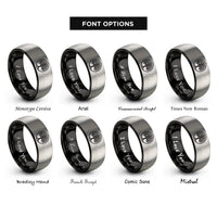 font options for inside engraving on black & grey life circle rings
