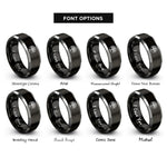 font options for inside engraving on black & silver life circle rings