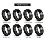 font options for inside engraving on black life circle rings