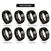 font options for inside engraving on black life circle rings