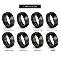 font options for inside engraving on black life circle rings