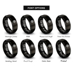 font options for inside engraving on black life circle rings