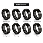 font options for inside engraving on black life circle rings
