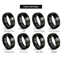 font options for inside engraving on black life circle rings
