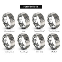 font options for inside engraving on grey life circle rings