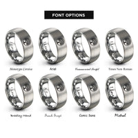 font options for inside engraving on silver life circle rings