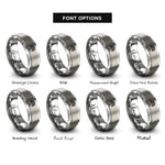 font options for inside engraving on silver life circle rings