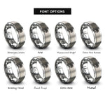 font options for inside engraving on silver life circle rings