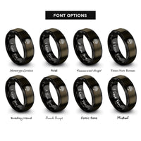 font options for inside engraving on gunmetal & black life circle rings