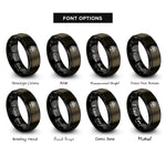 font options for inside engraving on gunmetal & black life circle rings