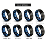 font options for inside engraving on black & blue life ems rings