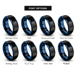 font options for inside engraving on black & blue life ems rings