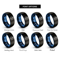 font options for inside engraving on black & blue life ems rings