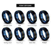 font options for inside engraving on black & blue life ems rings