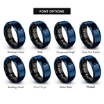 font options for inside engraving on black & blue life ems rings