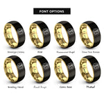font options for inside engraving on black & gold life ems rings