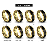 font options for inside engraving on black & gold life ems rings