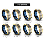 font options for inside engraving on gold & blue & gray life ems rings