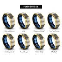 font options for inside engraving on gold & blue & gray life ems rings