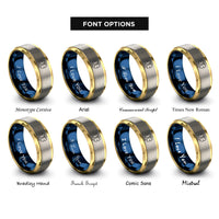 font options for inside engraving on gold & blue & gray life ems rings