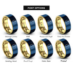 font options for inside engraving on gold & blue life ems rings