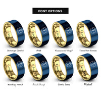 font options for inside engraving on gold & blue life ems rings