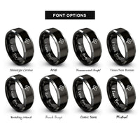 font options for inside engraving on black & silver life glider rings
