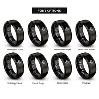 font options for inside engraving on black life glider rings