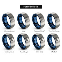 font options for inside engraving on blue & grey life jacket whistle rings