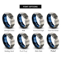 font options for inside engraving on blue & silver life jacket whistle rings