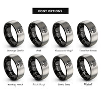 font options for inside engraving on black & silver life knot rings