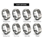font options for inside engraving on gray life knot rings