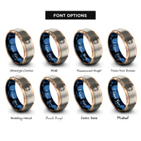 font options for inside engraving on rose gold & blue & gray life preserver rings