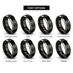 font options for inside engraving on black & gray life ring buoy rings