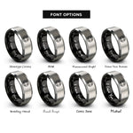 font options for inside engraving on black & gray life ring buoy rings