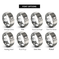 font options for inside engraving on grey life ring buoy rings