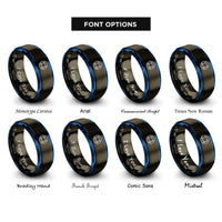font options for inside engraving on gunmetal & blue life ring lifesaver rings