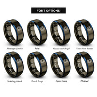 font options for inside engraving on gunmetal & blue life ring lifesaver rings