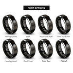 font options for inside engraving on black & gray life rosette rings