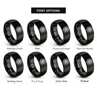 font options for inside engraving on black life rosette rings
