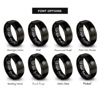 font options for inside engraving on black life rosette rings