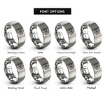 font options for inside engraving on silver life rosette rings