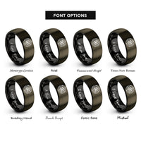 font options for inside engraving on gunmetal & black life rosette rings