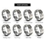 font options for inside engraving on silver life spreader rings